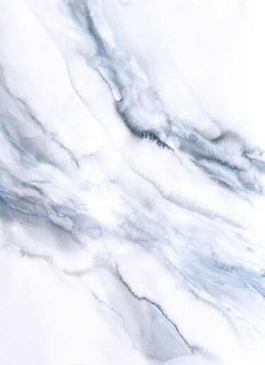 Painting titled "Blue abstraction wi…" by Olya Grigorevykh, Original Artwork, Watercolor