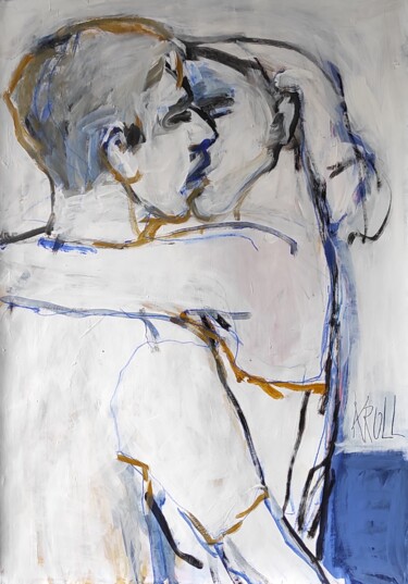 Malerei mit dem Titel "Versöhnungskuss" von Barbara Kroll, Original-Kunstwerk, Acryl