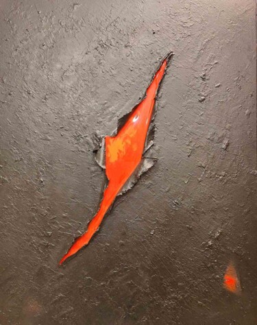 Painting titled "Magma" by Kristinaart, Original Artwork, Acrylic Mounted on Wood Stretcher frame