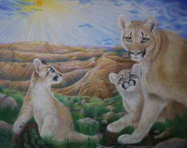 图画 标题为“Mountain Lions Gran…” 由Deidra Smith, 原创艺术品, 铅笔
