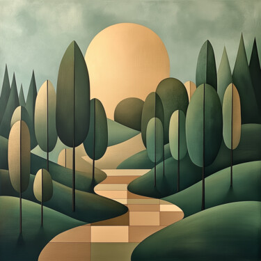 Golden Path to Serenity Arts numériques intitulée "Golden Path to Sere…" par Anna Burger, Œuvre d'art originale, Peinture numérique