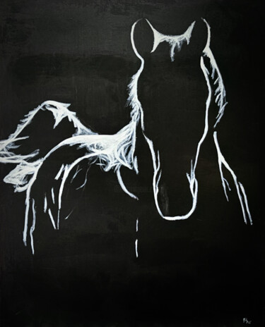 绘画 标题为“Horse 2” 由Maïlys Painting, 原创艺术品, 丙烯 安装在木质担架架上
