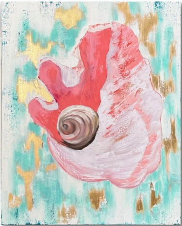 Painting titled "Grace of the deep 2" by Olga Shangina, Original Artwork, Acrylic Mounted on Wood Stretcher frame