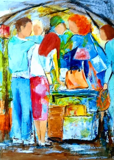 ""VIDE-GRENIER"" başlıklı Tablo Marie-Paule Lingelser tarafından, Orijinal sanat, Petrol Karton üzerine monte edilmiş
