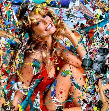 Collagen mit dem Titel "" Farrah Fawcett "" von Anne Mondy, Original-Kunstwerk, Collagen