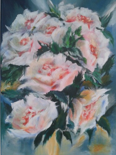 Painting titled "Kwiaty nr 1" by Dk Wrońska, Original Artwork, Acrylic