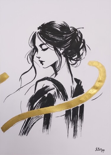 图画 标题为“L'Éclat du Silence” 由Axelle Biltgen, 原创艺术品, 墨