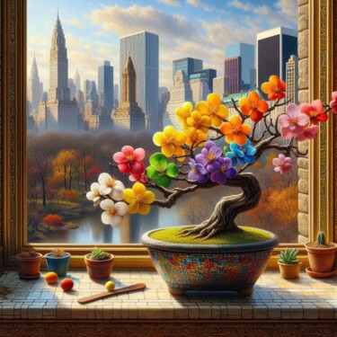 N.Y. Central Park y bonsái 7 Arts numériques intitulée "N.Y. Central Park y…" par Rogo Lino, Œuvre d'art originale, Image générée par l'IA Monté sur artw…