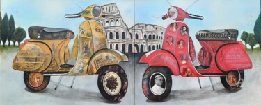 Collages intitulée "Vacanze romane" par Marina Argentini, Œuvre d'art originale, Collages Monté sur Châssis en bois