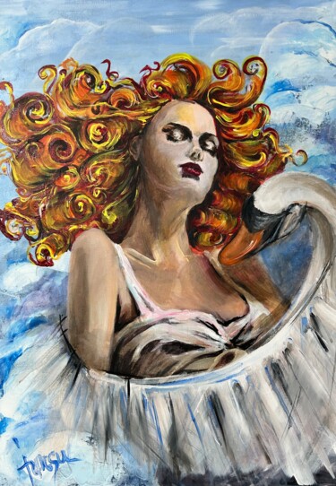 "Leda with the swan" başlıklı Tablo Ioana Ursu tarafından, Orijinal sanat, Akrilik