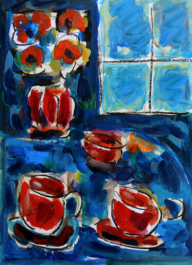 Painting titled "Matin d'Eluard" by Jean Mirre, Original Artwork, Oil