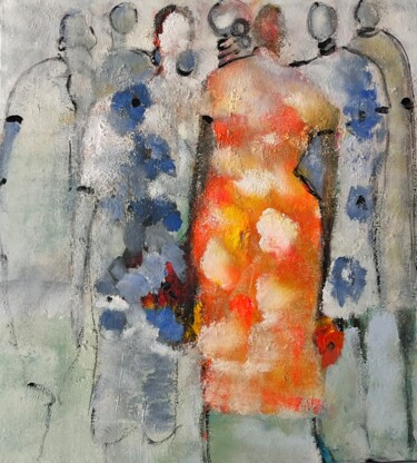 Peinture intitulée "Fleurs d’Afrique" par Marie Rouach, Œuvre d'art originale, Acrylique Monté sur Châssis en bois