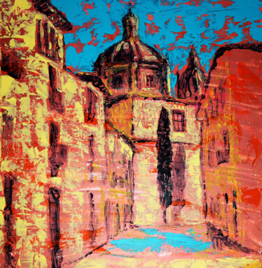 Salamanca old city Painting titled "Salamanca old city" by Denis Kuvayev, Original Artwork, Acrylic Mounted on Cardboard