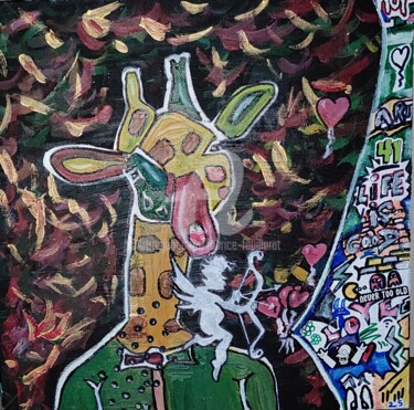 绘画 标题为“Girafe apaisée” 由Fabrice Feuillerat, 原创艺术品, 丙烯 安装在木质担架架上