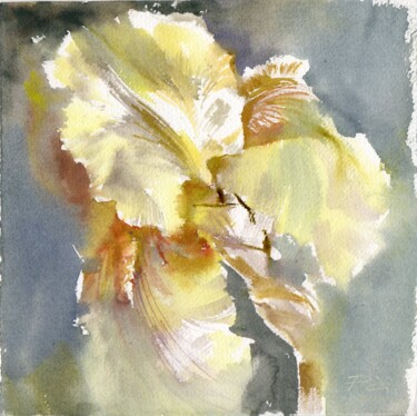 Pintura intitulada "Delicate iris. Wate…" por Alla Prisakar, Obras de arte originais, Aquarela