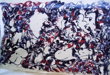 Painting titled "grande bataille bei…" by Delphine Bernard, Original Artwork, Oil