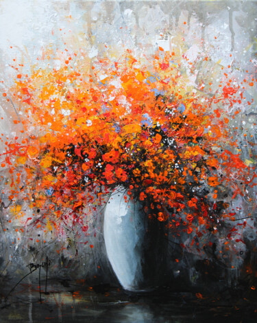 Bouquet "Braise incandescente" Peinture intitulée "Bouquet "Braise inc…" par Eric Bruni, Œuvre d'art originale, Acrylique Monté sur Châssis en bois