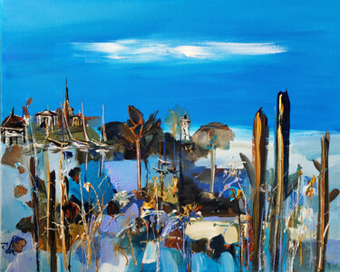 Peinture intitulée "Un parfum bleu en f…" par Muriel Cayet, Œuvre d'art originale, Acrylique Monté sur Châssis en bois