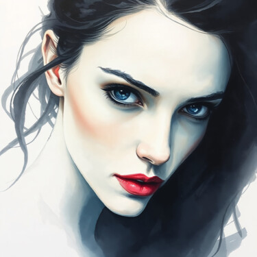 Digital Arts titled "Female face in wate…" by Valery Maslov, Original Artwork, AI generated image