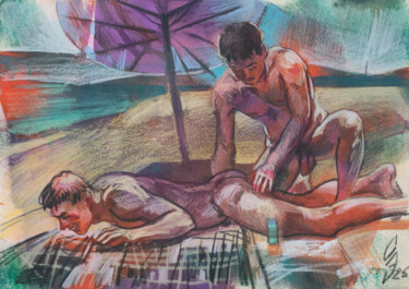 Zeichnungen mit dem Titel "Sunscreen" von Sergey Sovkov, Original-Kunstwerk, Acryl