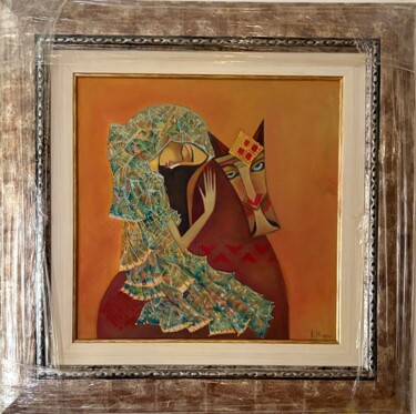 Painting titled "Дама с червено конче" by Anna Mytavska (Cabrerra), Original Artwork, Oil