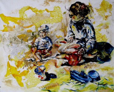 Un dimanche à la mer Pittura intitolato "Un dimanche à la mer" da Marie Alimi, Opera d'arte originale, Acrilico Montato su Telaio per barella in…