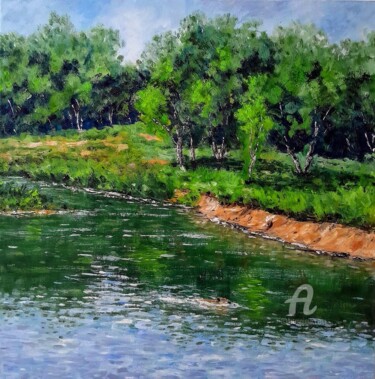 Peinture intitulée "Le père Castor" par Erik Rabot, Œuvre d'art originale, Huile Monté sur Châssis en bois