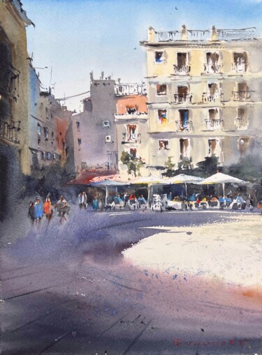 Valencia Sunlit Square "Valencia Sunlit Squ…" başlıklı Tablo Eugenia Gorbacheva tarafından, Orijinal sanat, Suluboya