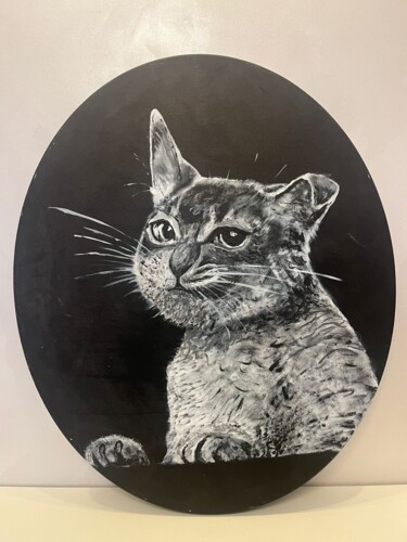 Pittura intitolato "Mrs. Cat" da Askat, Opera d'arte originale, Acrilico Montato su Telaio per barella in legno
