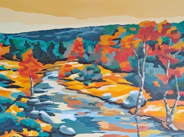 Peinture intitulée "Le Tarn, Mont Lozèr…" par Régine Méric-Augier, Œuvre d'art originale, Acrylique Monté sur Châssis en bois