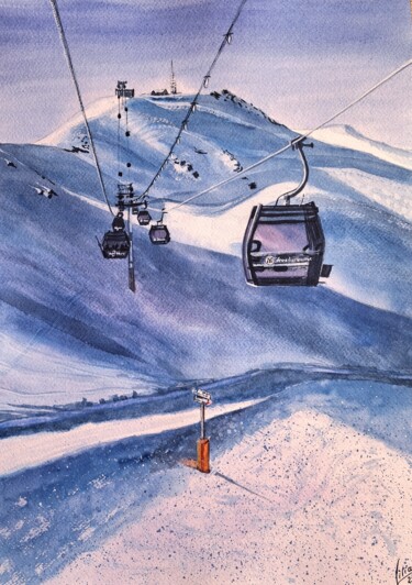 绘画 标题为“Lifting in a teleca…” 由Liliya Hudry, 原创艺术品, 水彩