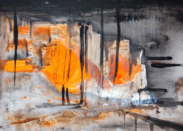 Painting titled "Exploring a new cave" by Milto Sideris, Original Artwork, Acrylic