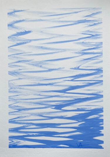Ripples on Water. Light blue Minimalism 30x42 Malarstwo zatytułowany „Ripples on Water. L…” autorstwa Anna Veber, Oryginalna praca, Akryl