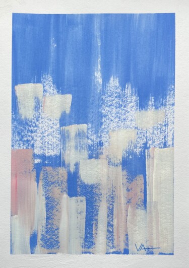 Big city day. Light blue minimalism 30x42 Картина под названием "Big city day. Light…" - Anna Veber, Подлинное произведение искусства, Акрил