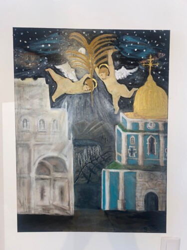 Painting titled "Ils veillent sur la…" by Grégoire Tillac, Original Artwork, Acrylic Mounted on Wood Stretcher frame