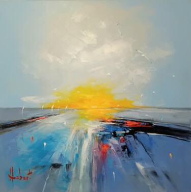 Peinture intitulée "Au loin" par Franck Hebert, Œuvre d'art originale, Huile Monté sur Châssis en bois