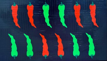 "Chilis" başlıklı Tablo Barbara Danner tarafından, Orijinal sanat, Akrilik Ahşap Sedye çerçevesi üzerine monte edilmiş