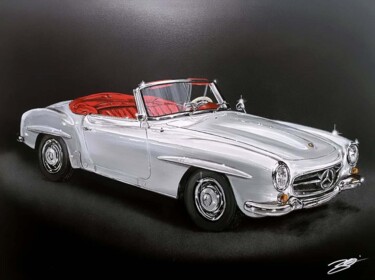 Peinture intitulée "Mercedes 190 sl" par Kevin Bardin, Œuvre d'art originale, Acrylique Monté sur Châssis en bois