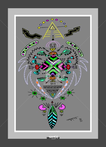 Dibujo titulada "-Indian-Vibes-" por Tchook.Os, Obra de arte original, Lápiz