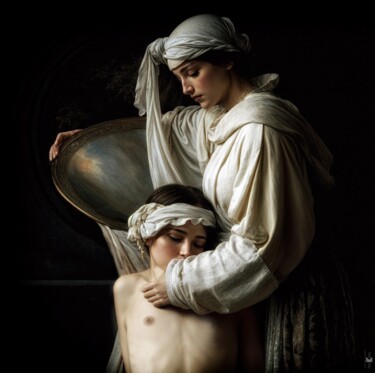 Arts numériques intitulée "JEUNE MÈRE ET SON F…" par Nictsi Khamira, Œuvre d'art originale, Peinture numérique