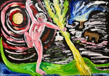 Pittura intitolato "La danza della scim…" da Mario Pratesi, Opera d'arte originale, Olio