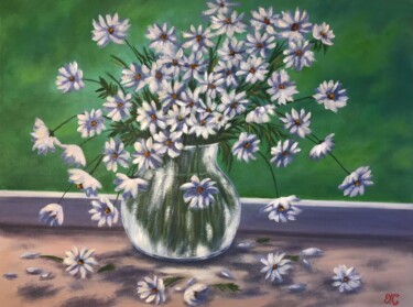 Peinture intitulée "Bouquet of daisies" par Irina Gauss, Œuvre d'art originale, Huile Monté sur Carton