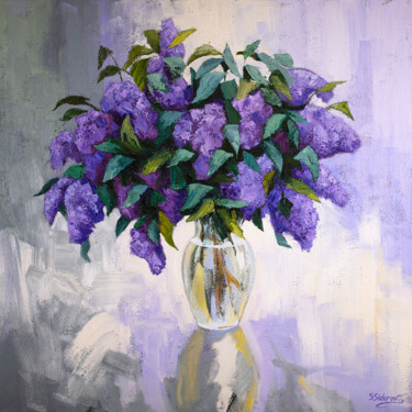 绘画 标题为“Bouquet of Lilac” 由Stanislav Sidorov, 原创艺术品, 油 安装在木质担架架上