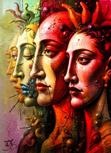 数字艺术 标题为“Multi Head 2004” 由Burkhard Baier, 原创艺术品, 2D数字工作