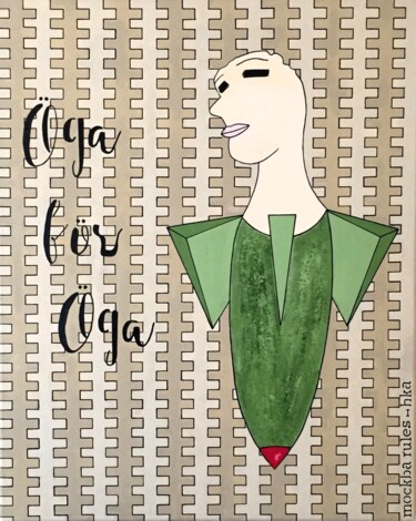 Painting titled "OLGA 2/3" by Hka, Original Artwork, Oil Mounted on Wood Stretcher frame