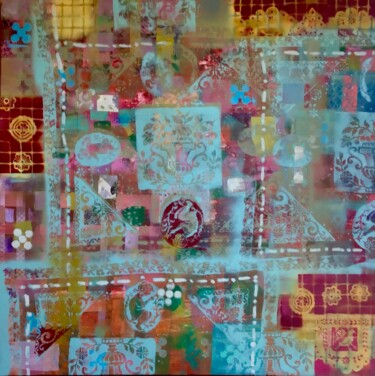 Painting titled "Kilim 3" by Sarah Lanyi, Original Artwork, Acrylic Mounted on Wood Stretcher frame