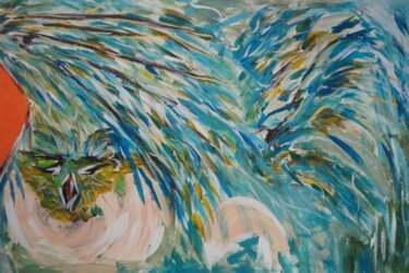 Peinture intitulée "Oiseau 2" par Jil, Œuvre d'art originale, Acrylique Monté sur Châssis en bois