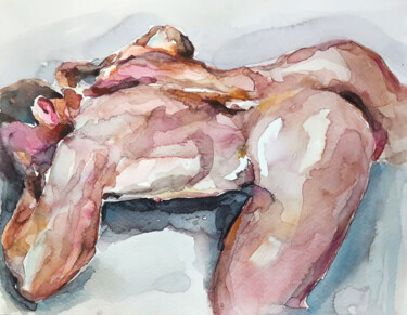 Nude man figure 绘画 标题为“Nude man figure” 由Mariia Tyshevska, 原创艺术品, 水彩