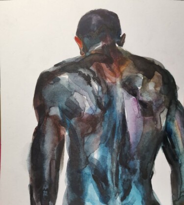 绘画 标题为“Man back” 由Mariia Tyshevska, 原创艺术品, 水彩