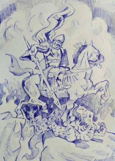 Painting titled "252903" by Rade Vranjkovic, Original Artwork, Ballpoint pen